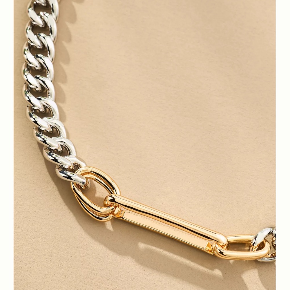 Anthropologie Silver and Gold Link Necklace